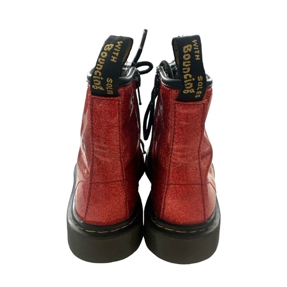 Dr. Martens Red sparkly glitter metallic combat boots Size US3 youth - Picture 4 of 10